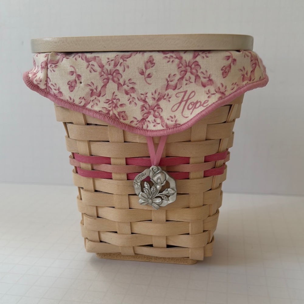 Longaberger Horizon of Hope Basket Whitewash Pink Accents 2004